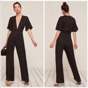 Reformation Black Silk Jumpsuit. Size 12